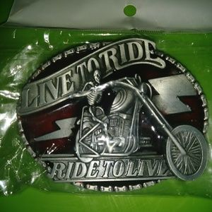 Live to ride...ride to live metal belt buckle